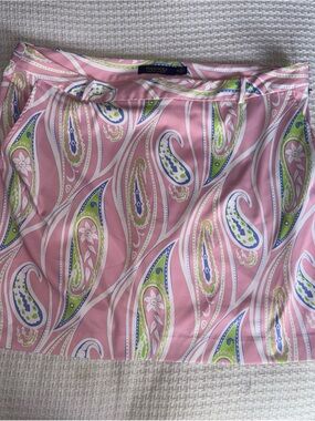Ralph Lauren Polo Golf Pink Paisley Skort with Green & Blue Accents
